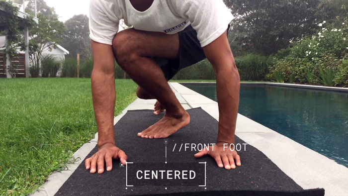 Coach Evan showing foot placement in a stand up technique